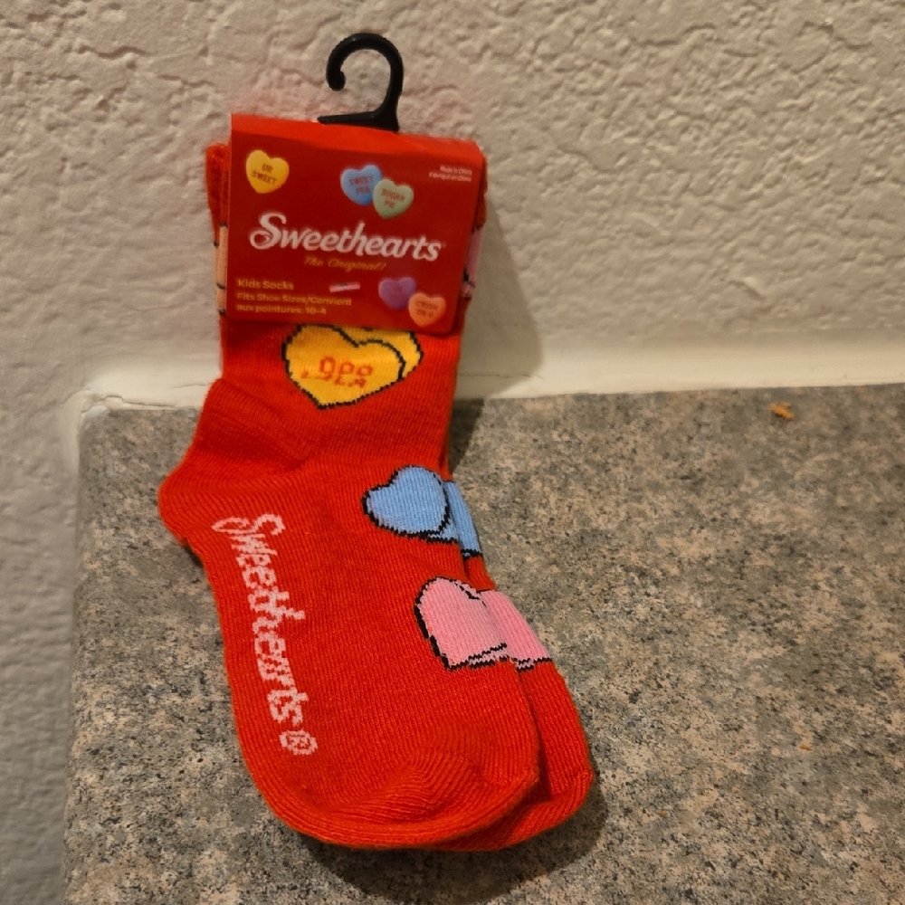 Kids Red and Multicolor Sweetheart Socks New